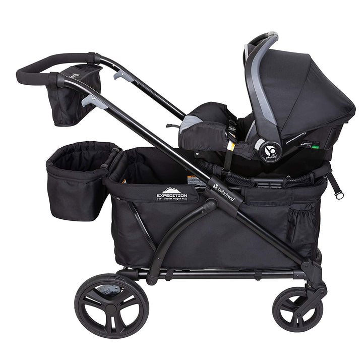 Baby Trend Expedition 2 in 1 Push or Pull Stroller Wagon Plus w/ Canopy, Black