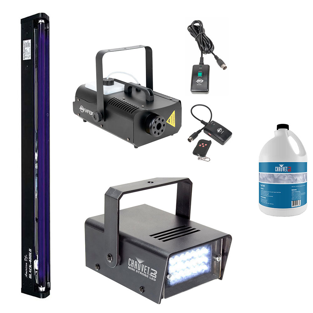 American DJ Mobile Fog Machine w/ Mini Strobe Light, Black Light & Fog Juice