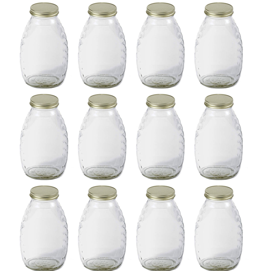 Little Giant 16-Ounce Beekeeping Honey Skep Jar with Lid, 12-Pack (Open Box)