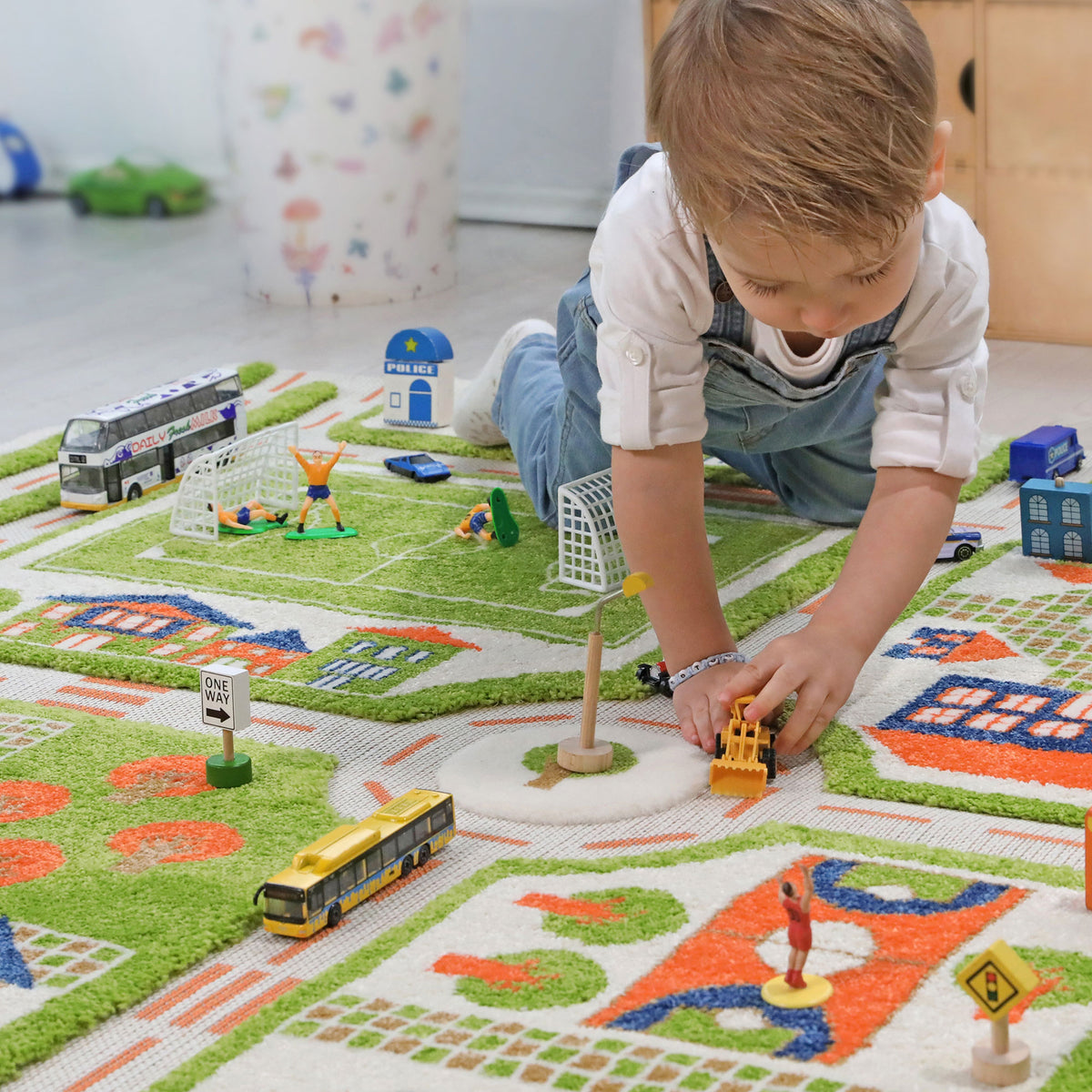 IVI 3D Play Carpet 59 x 39-inch Green Traffic Floor Rug Mat for Kids, Medium - VMInnovations