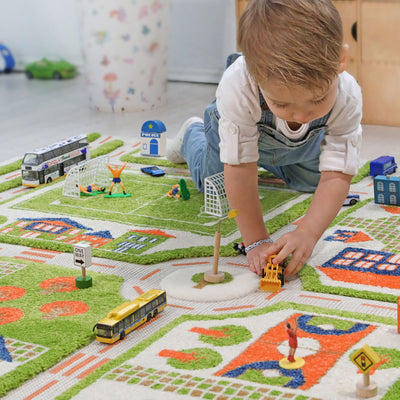 IVI 3D Play Carpet 59 x 39-inch Green Traffic Floor Rug Mat for Kids, Medium - VMInnovations