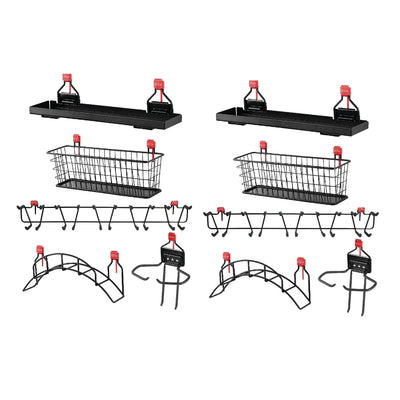 Rubbermaid Shed Shelf, Wire Basket, Tool Rack, Power Tool & Hose Holder (2 Each)