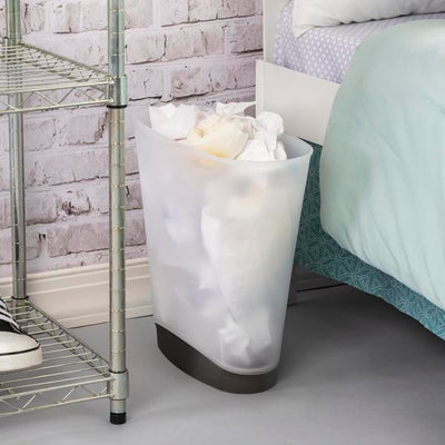 Sterilite 10303V06 2.4 Gallon Space-Saving Slim Portable Wastebasket, Clear/Gray