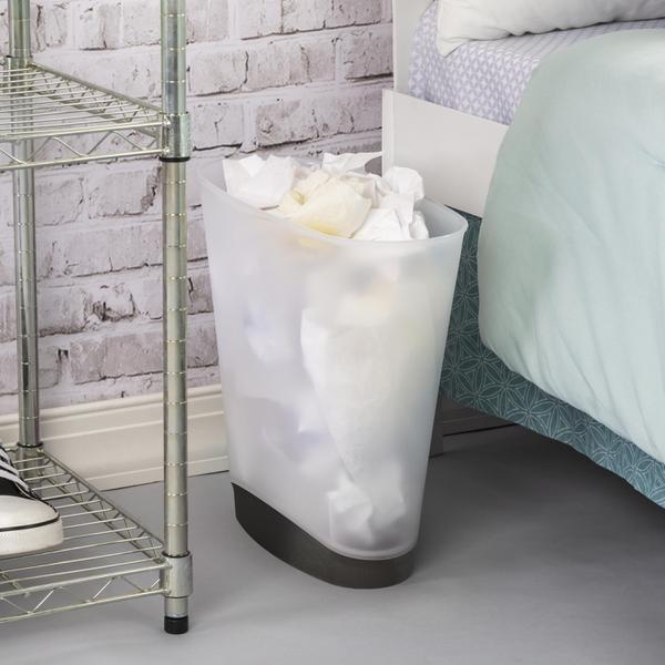 Sterilite 10303V06 2.4 Gallon Space-Saving Slim Portable Wastebasket, Clear/Gray