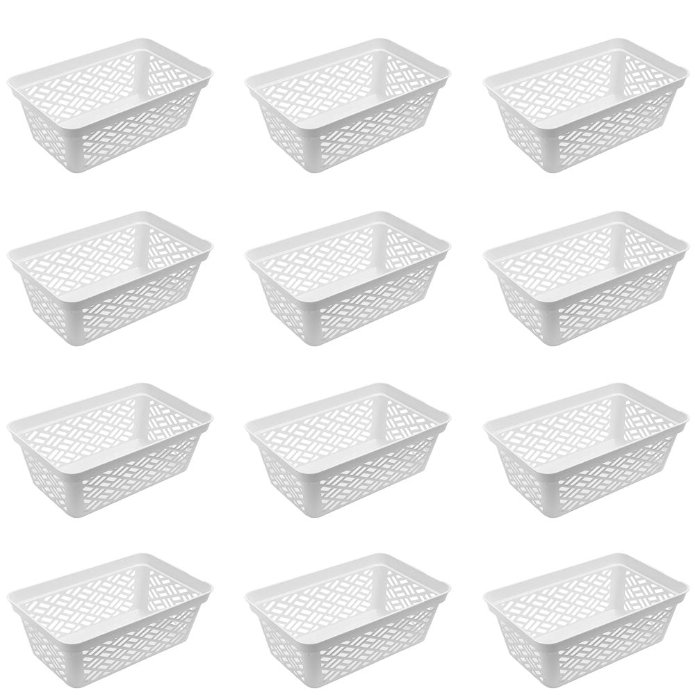 Ezy Storage Medium Decorative Plastic Brickor Shelf Pantry Basket Bin (12 Pack)