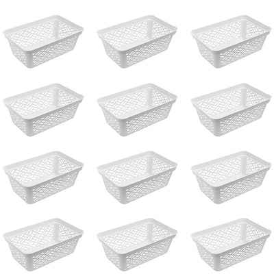 Ezy Storage Medium Decorative Plastic Brickor Shelf Pantry Basket Bin (12 Pack)