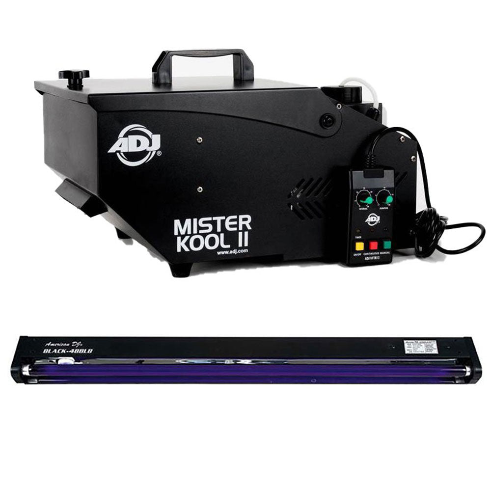 American DJ 850W 1 Liter Smoke Fog Machine w/ 48 Inch Black Pro Black Light