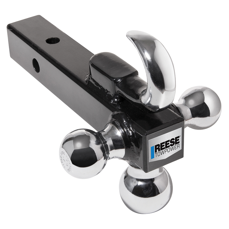 Reese Towpower 7031400 Tri-Ball Trailer Hitch Ball Mount w/ Heavy Duty Tow Hook