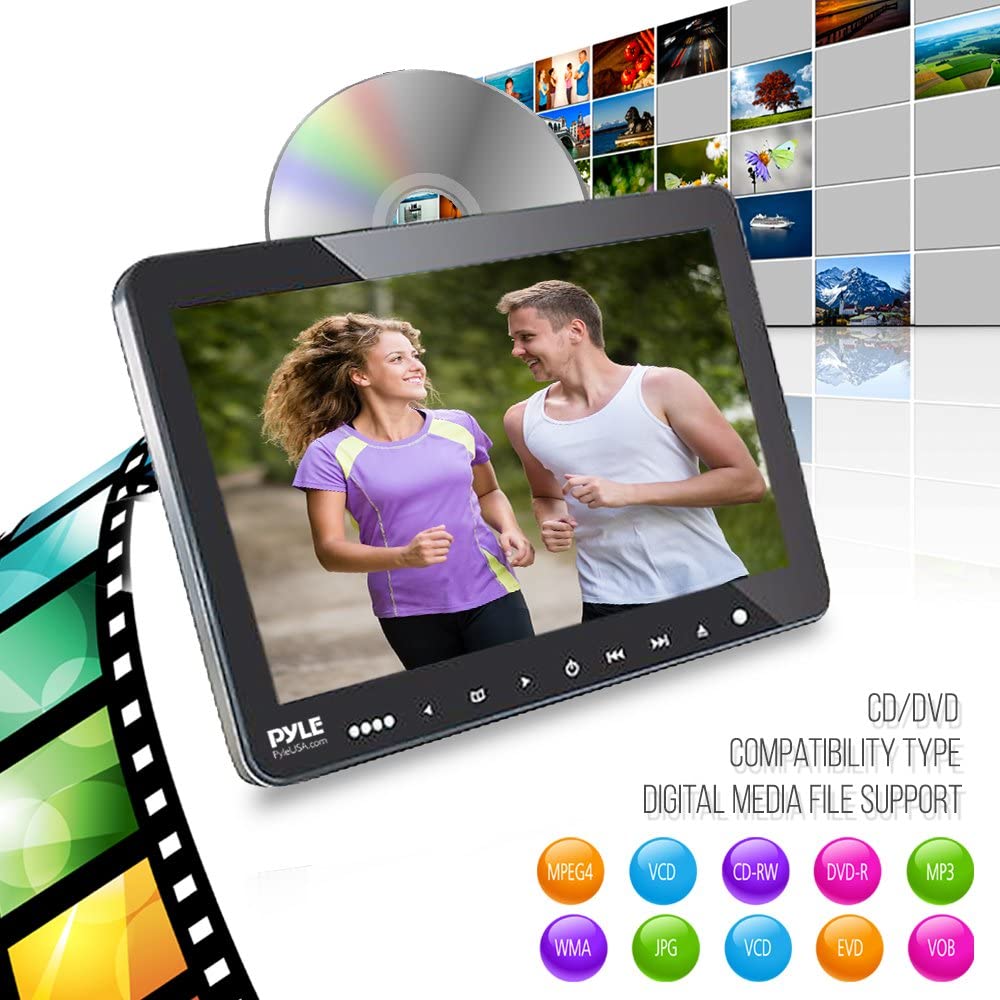 Pyle Portable 9.4" Car Headrest DVD TV Player with Wireless Headphones (2 Pack) - VMInnovations