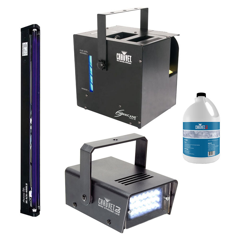 CHAUVET Fog Machine w/ Mini Strobe Light Effect, Black Light & Fog Fluid - VMInnovations