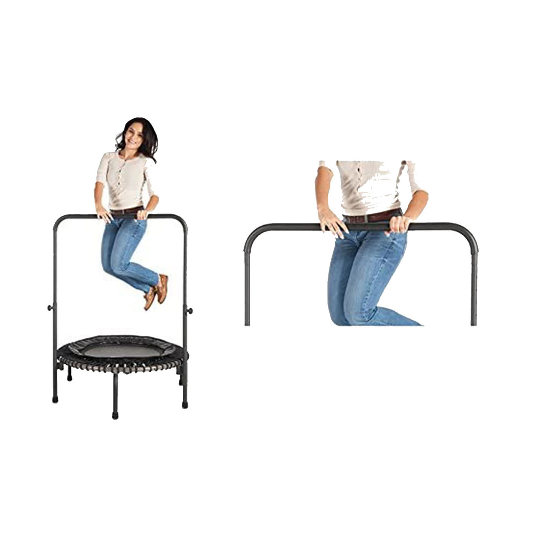 JumpSport 350 Indoor 39-Inch Mini Trampoline and Handle Bar Accessory, Black