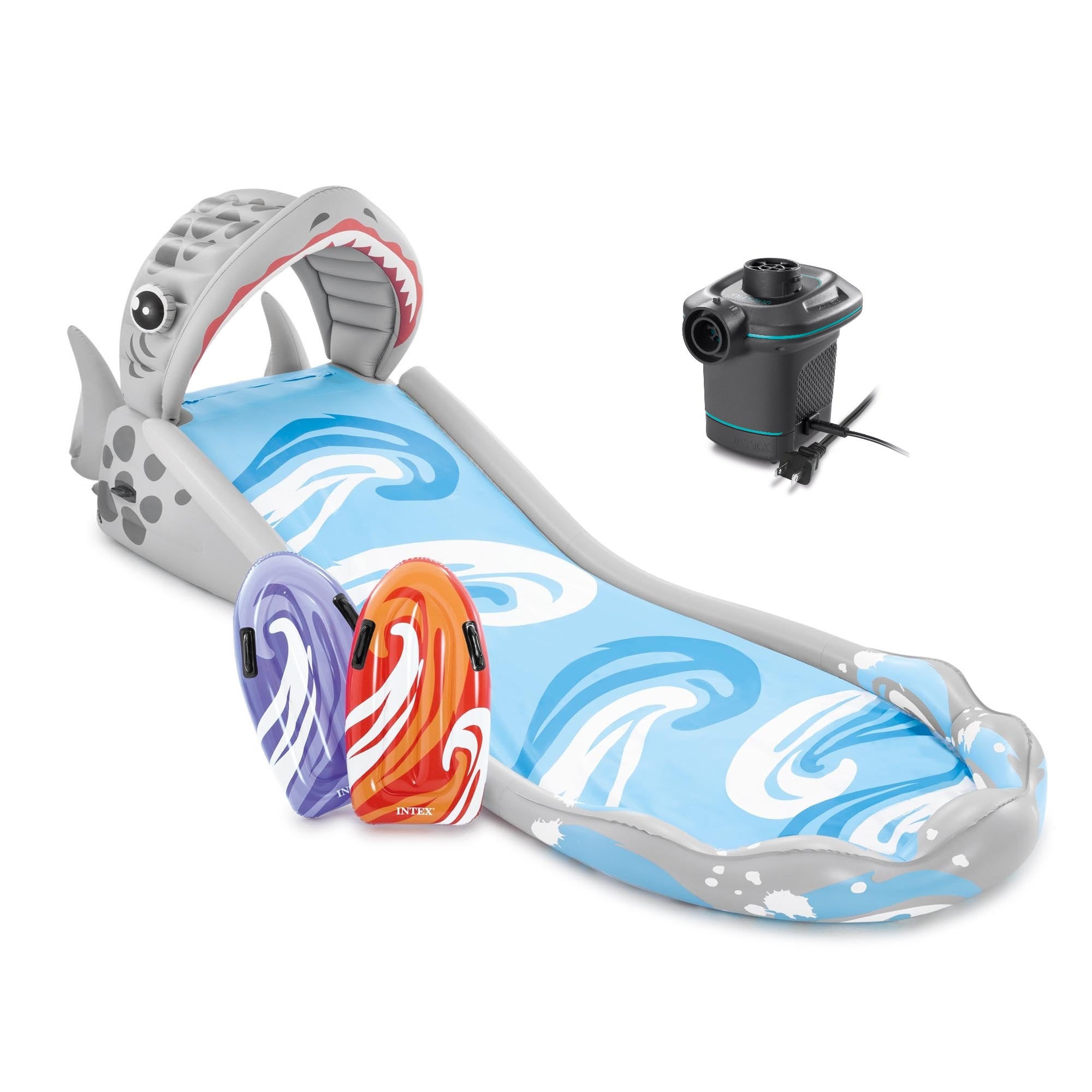 Intex Surf 'N Slide Inflatable Kids Backyard Water Slide & 120V Electric Pump - VMInnovations