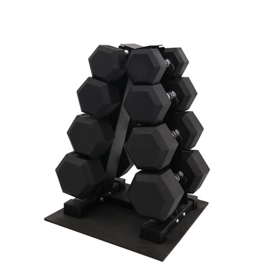 BalanceFrom Dumbbell Set with Stand, Rubber Encased Home Gym Hand Weights, 140lb
