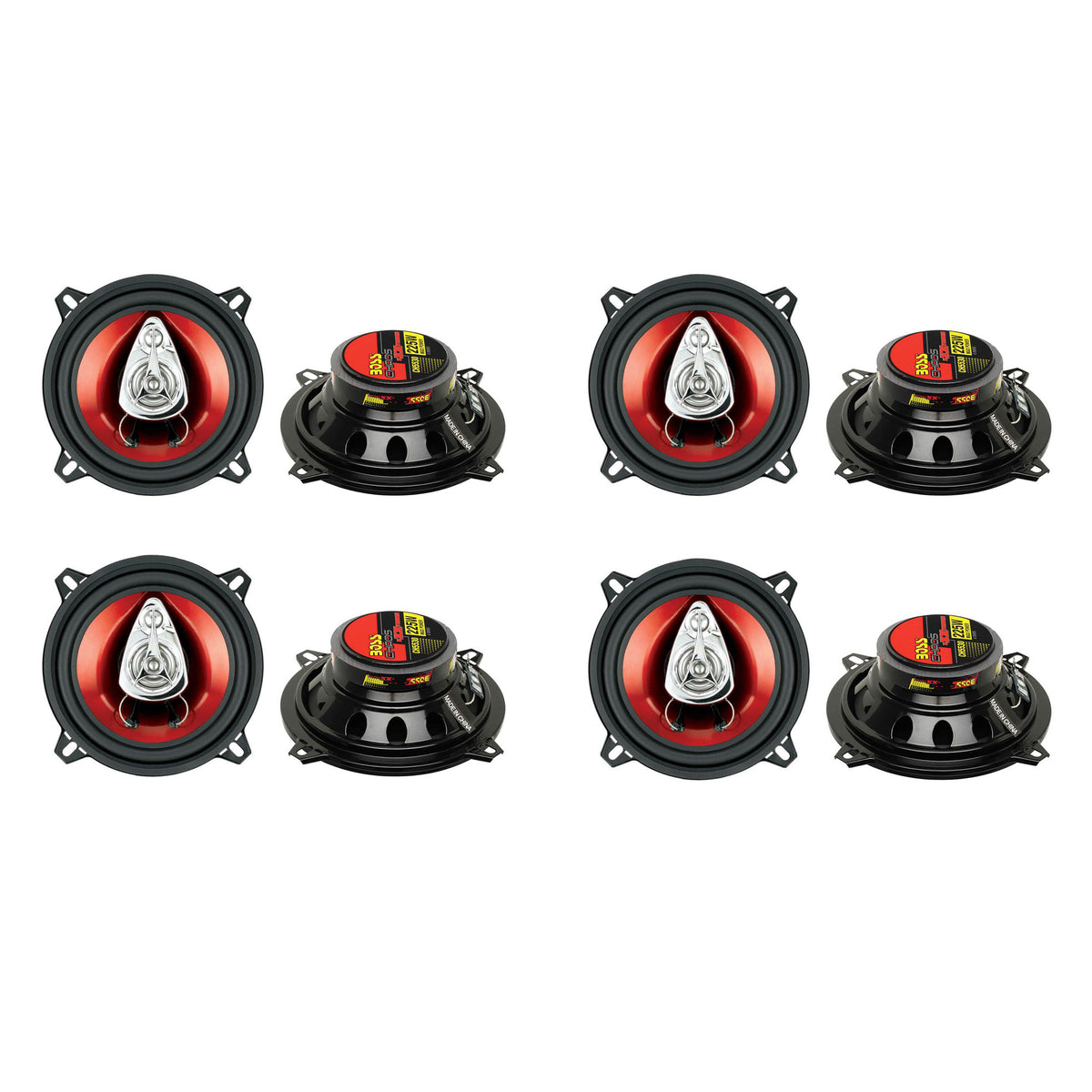 BOSS Audio 5.25" 3-Way 225W Car Audio Coaxial Speakers Stereo Red (4 Pair)