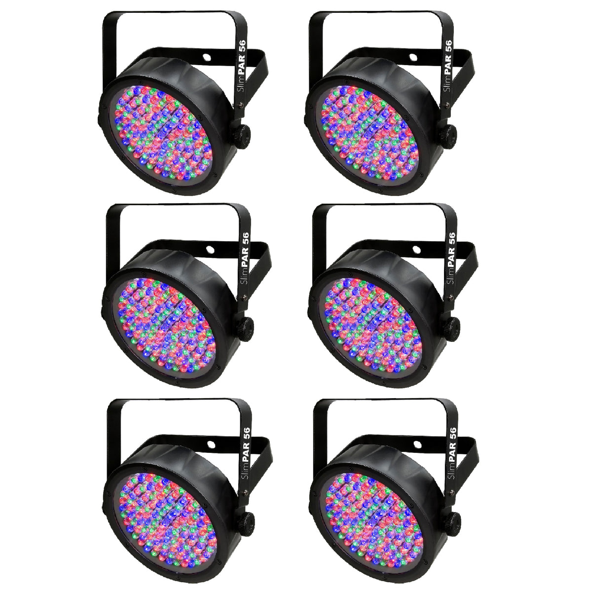 Chauvet DJ  56 LED DMX Slim Par Flat Can RGB Wash Light Effect Fixture (6 Pack)