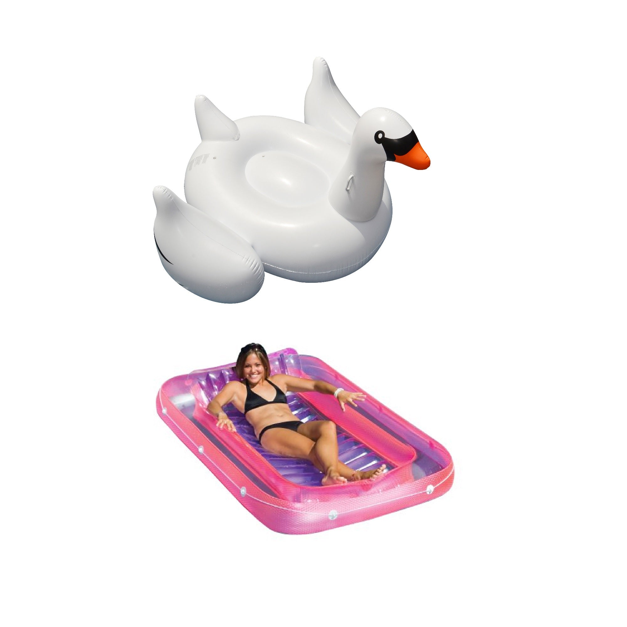 Swimline Swan Ride-On Pool Float, 71"  Pool Inflatable Tub Lounge Raft Float - VMInnovations