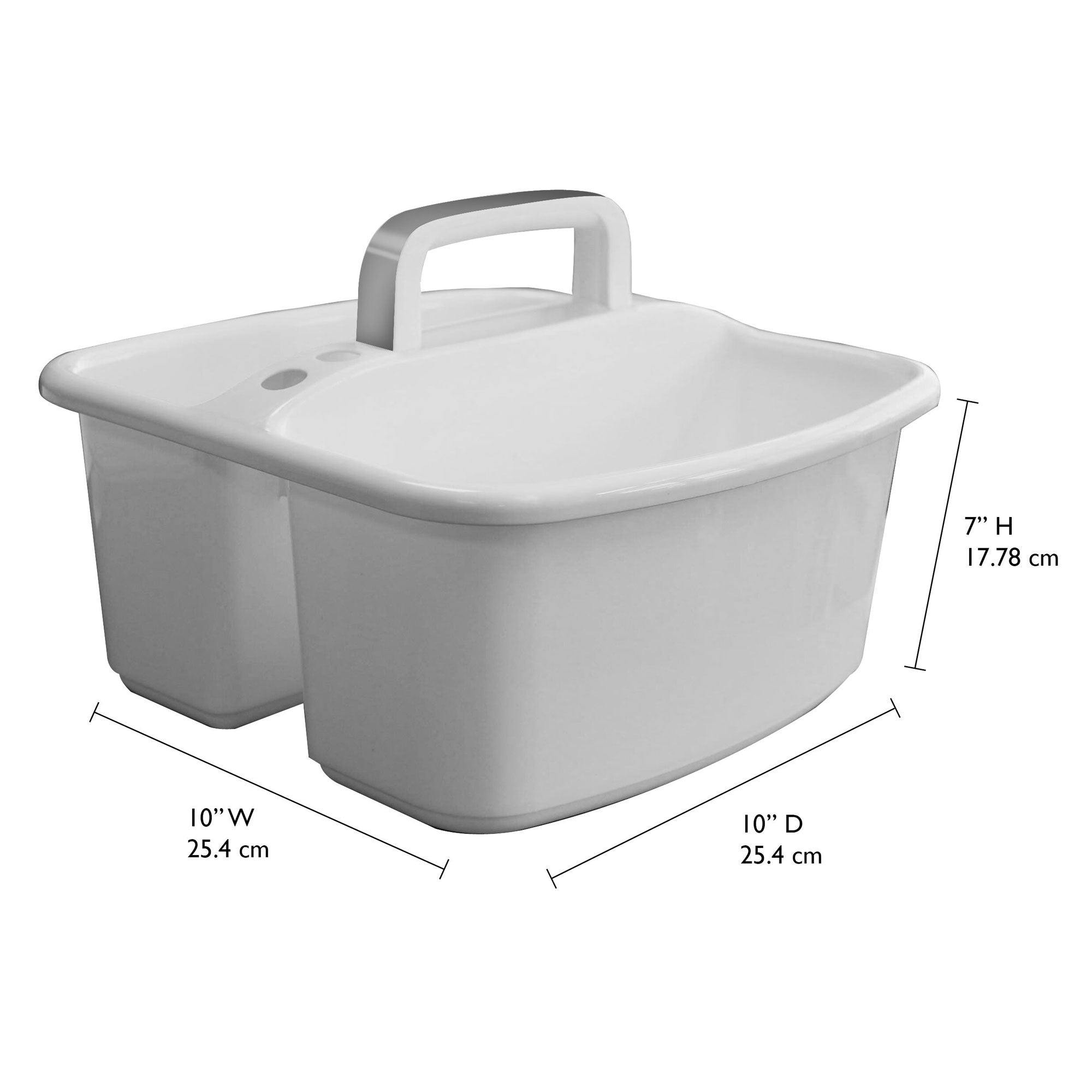 Gracious Living Small Divided Home Storage Tote Cleaning Caddy w/Handle, White