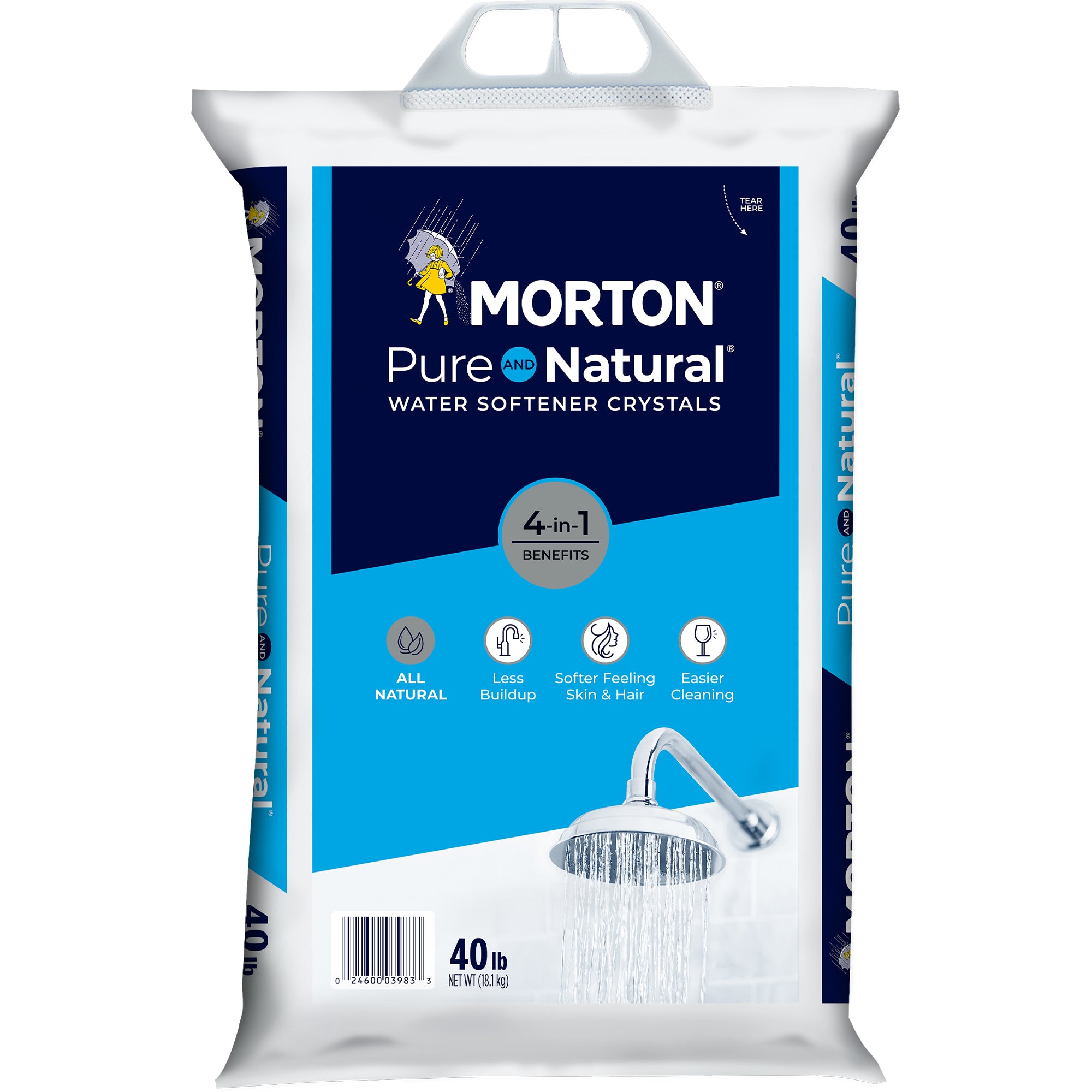Morton Salt Pure and Natural Sodium Chloride Water Softener Crystals, 40 Pounds