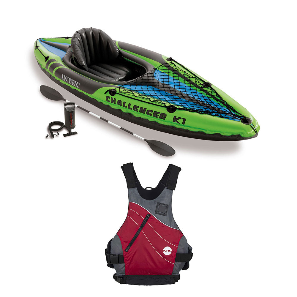 Intex Inflatable Sporty Kayak Set & Vapor Adult S/M Kayak Life Jacket Vest - VMInnovations