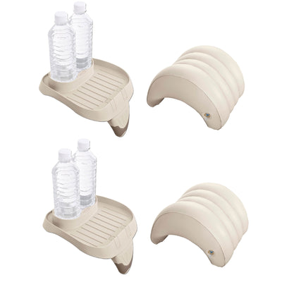 Intex Attachable Cup Holder & Refreshment Tray & Inflatable Headrest (2 of Each) - VMInnovations