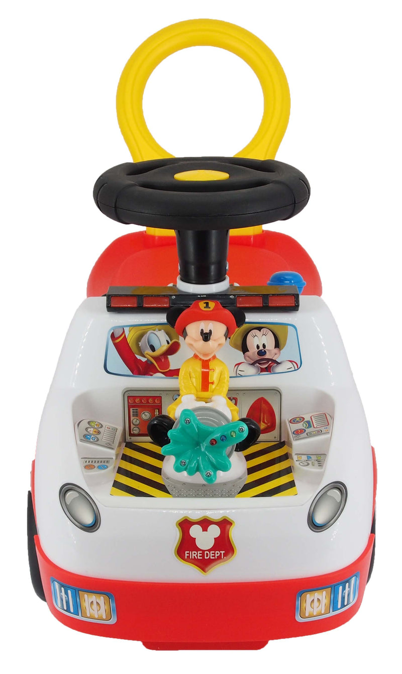 Kiddieland Disney Mickey Mouse Fire Truck Activity Interactive Ride On Car, Red