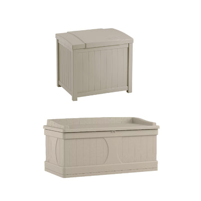 Suncast 22 Gallon Resin Deck Box & 99 Gallon Deck Box & Bench