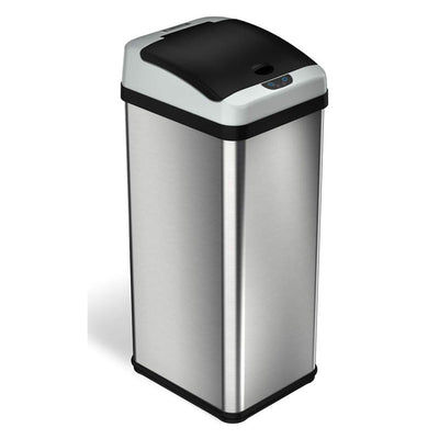 iTouchless 13 Gallon Touchless Garbage Trash Can, Stainless Steel (Open Box)