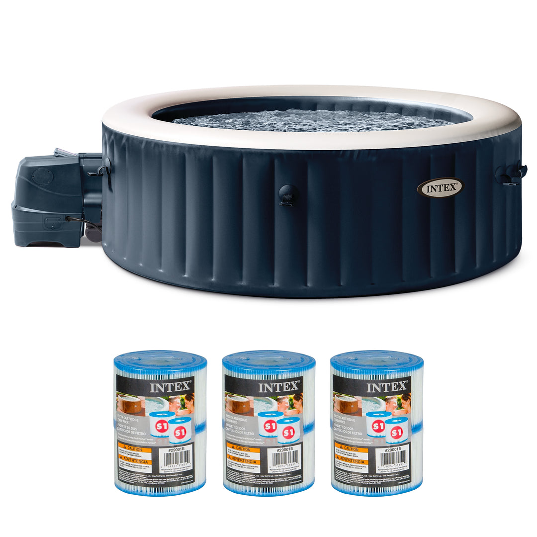 Intex PureSpa Plus Inflatable Bubble Jet Hot Tub & Replacement Filters (6 Pack)