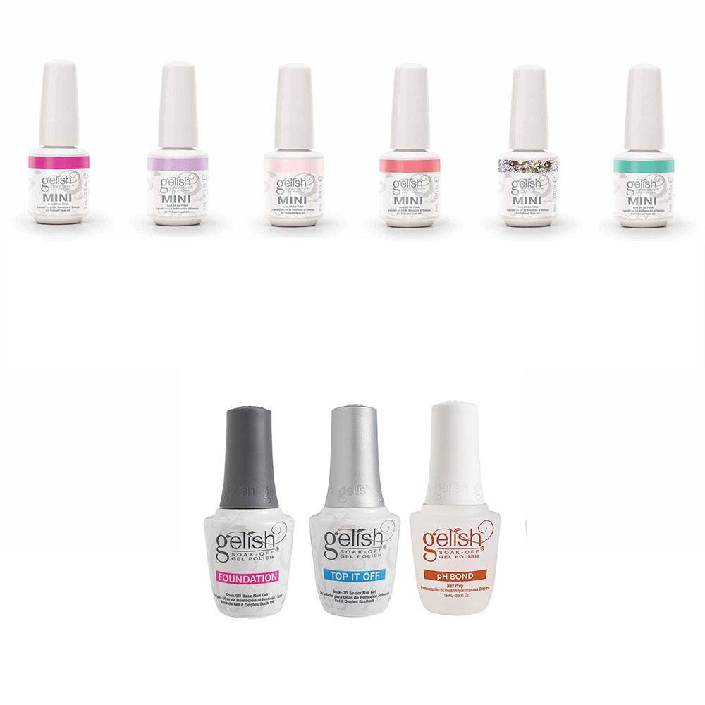 Gelish Royal Temptations Bottle Gel Nail Polish Set (6 Pack) & Terrific Trio Kit