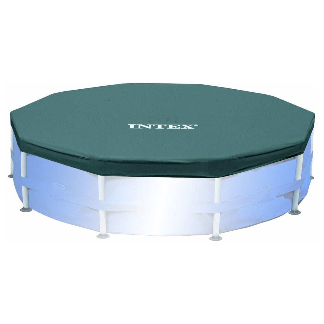Intex 10ft Round Swimming Pool Cover & Easy Set 10ft x 30in Inflatable Pool