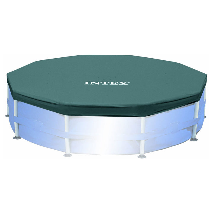 Intex 10ft Round Swimming Pool Cover & Easy Set 10ft x 30in Inflatable Pool