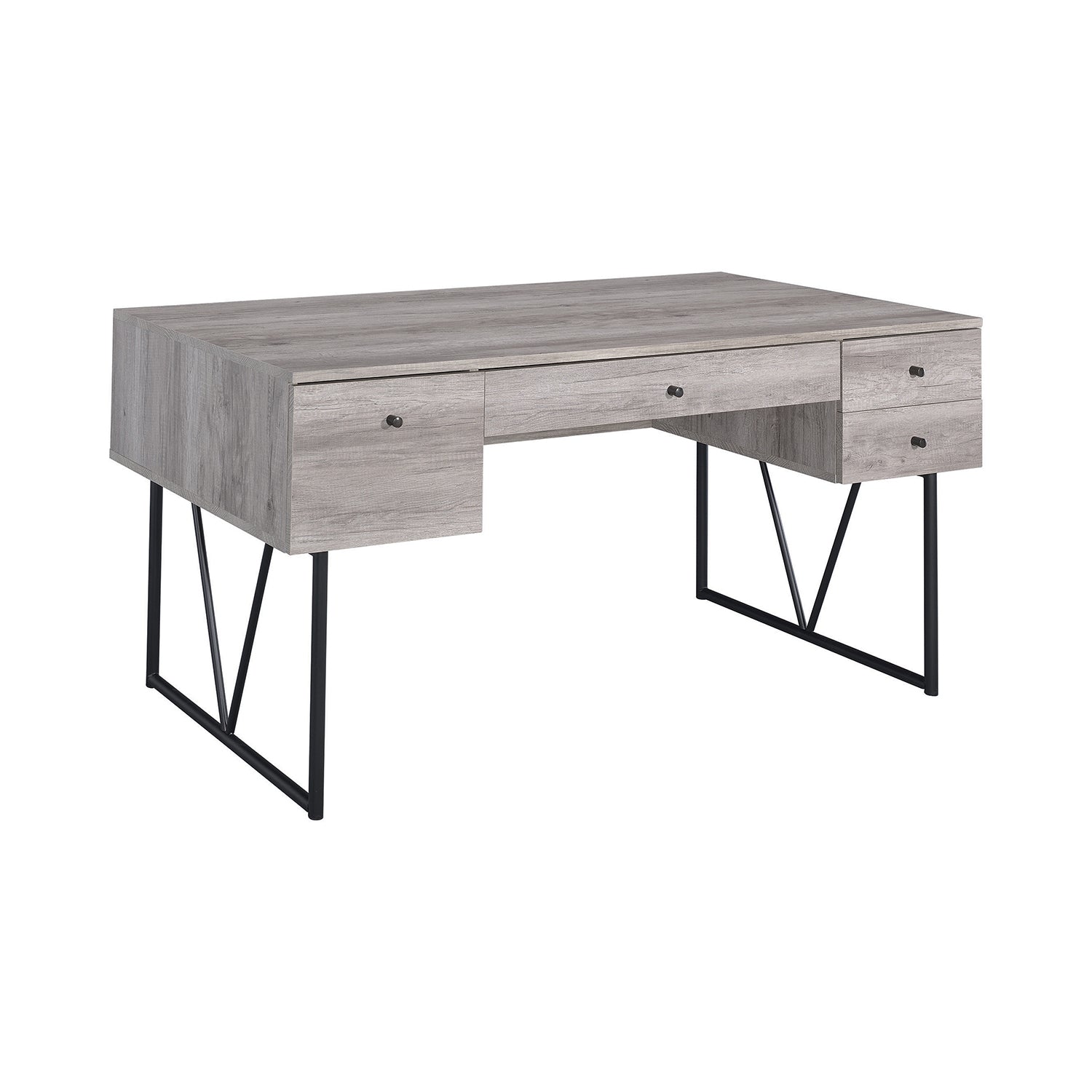 Coaster Home 4 Drawer Home Office Writing Desk, Grey Driftwood Finish (Used) - VMInnovations