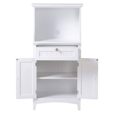 American Furniture Microwave Kitchen Utility Cart Stand Cabinet, White (Used)