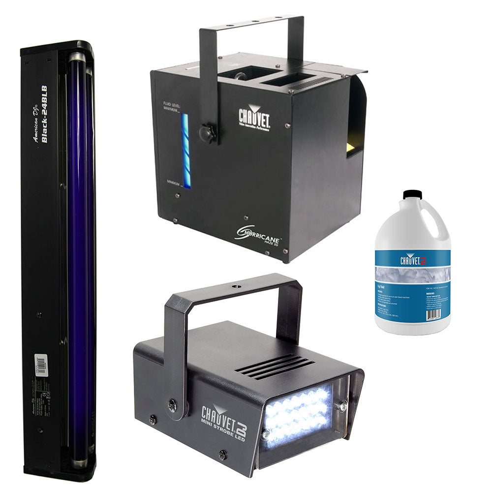 CHAUVET Fog Machine w/ Mini Strobe Light Effect, Black Light & Fog Fluid - VMInnovations