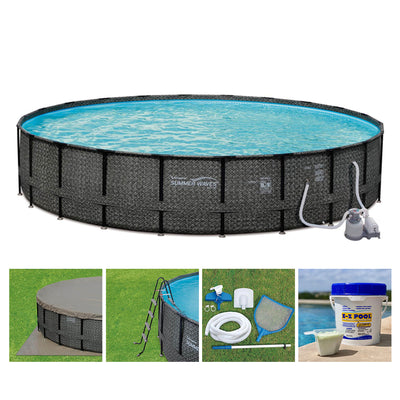 Summer Waves P4A024521 24ft x 52in Above Ground Round Frame Swimming Pool Set - VMInnovations