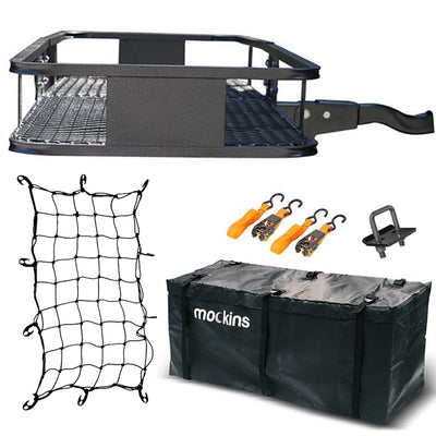 Mockins 60 x 20 Inch Hitch Mount Cargo Carrier w/ Bag, Stabilizer, Straps, & Net (Refurbished)
