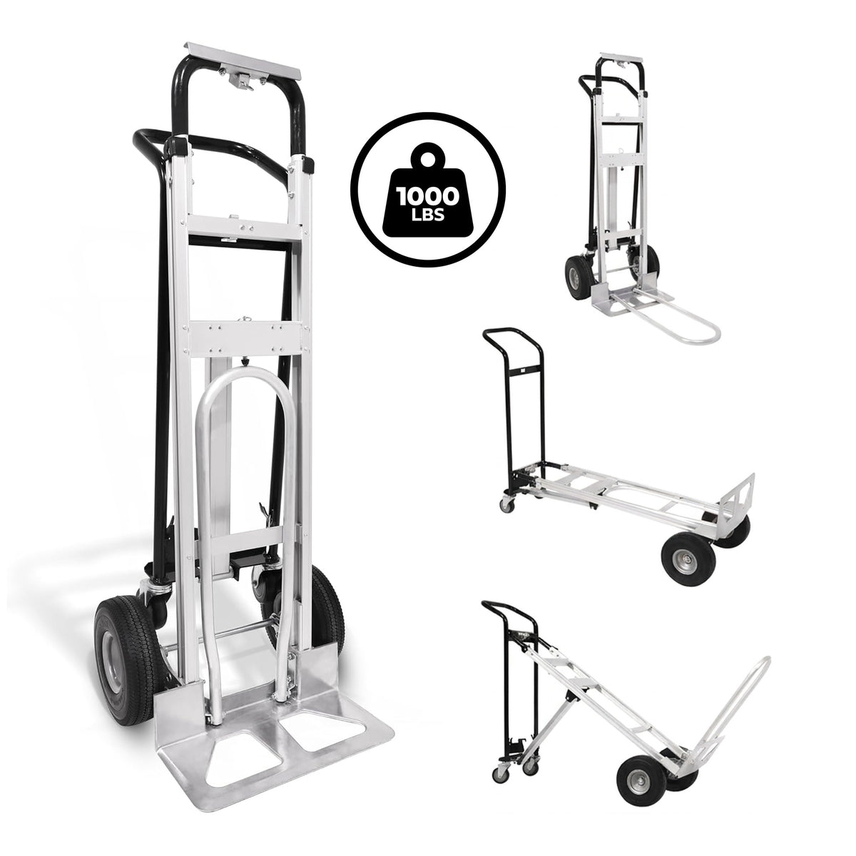 Olympia Tools 3-in-1 Aluminum Convertible Hand Truck, 4-Wheel Platform Cart