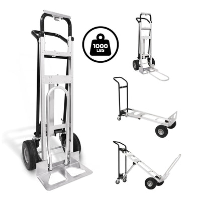 Olympia Tools 3-in-1 Aluminum Convertible Hand Truck, 4-Wheel Platform Cart