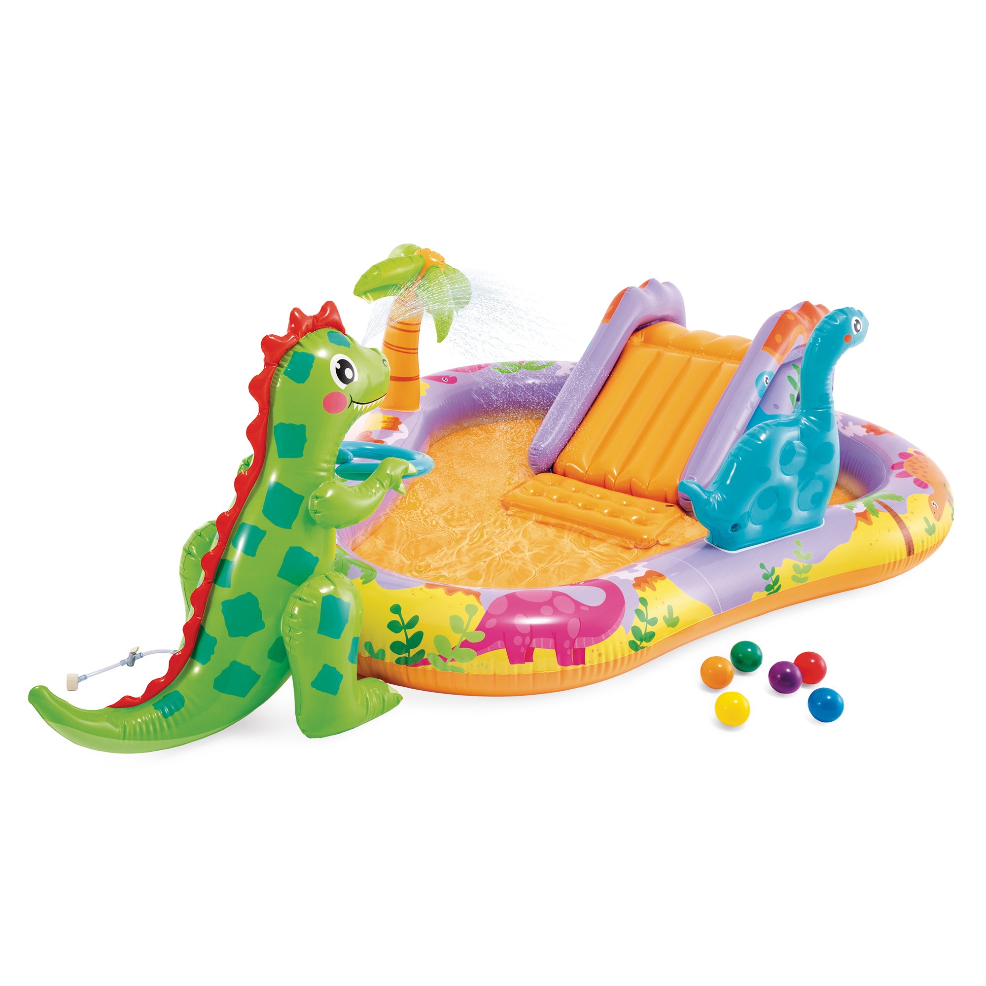 INTEX Dino Park Inflatable Kiddie Pool with Slide & Splash Pad (Open Box) - VMInnovations