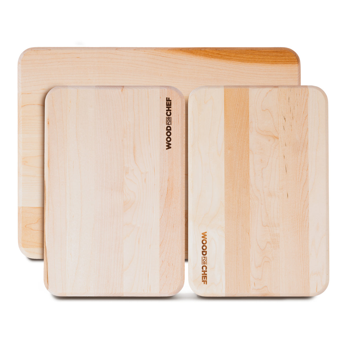 WoodFor Chef Mizu 3-Piece Maple Cutting Board Set, Edge Grain Kitchen Blocks