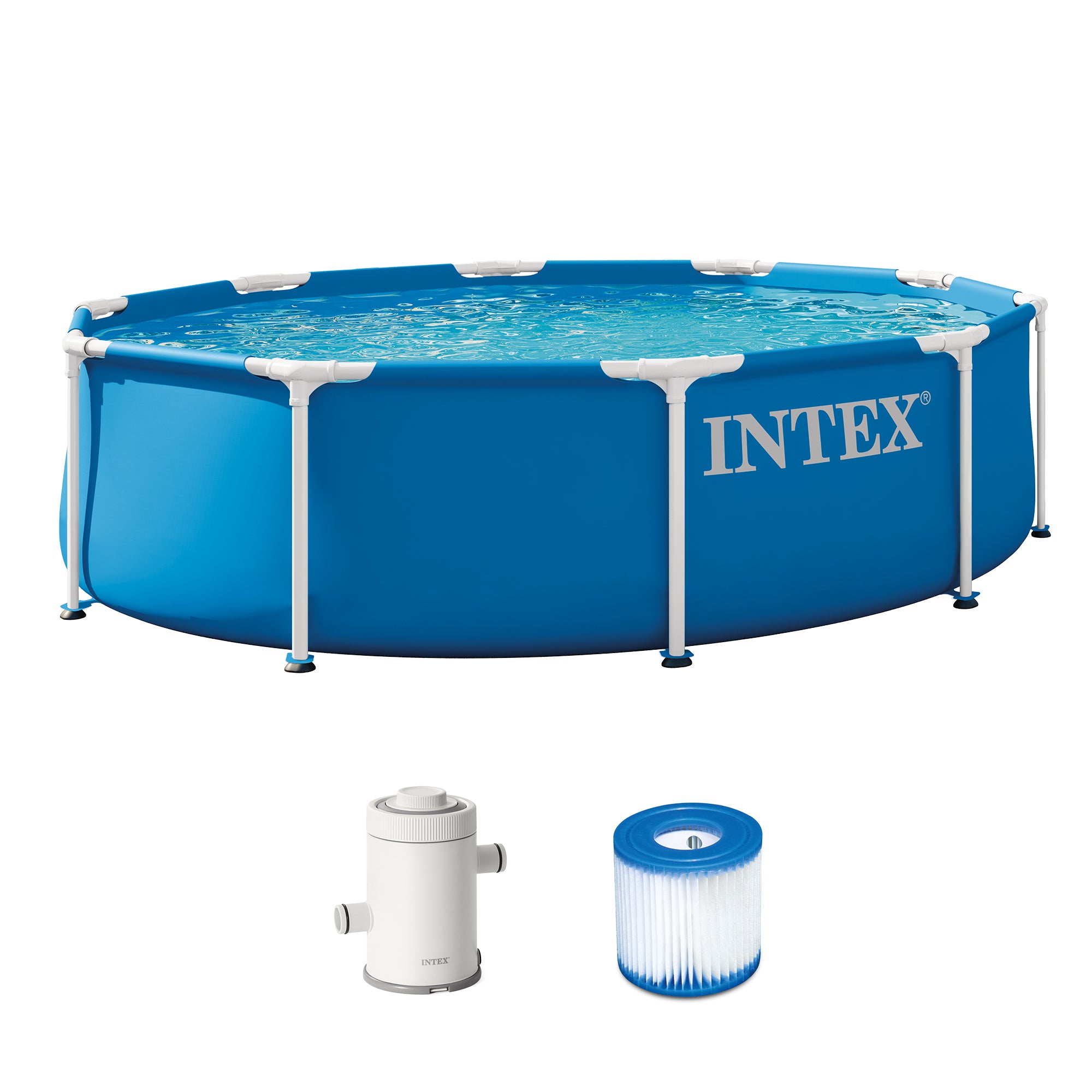 Intex Metal Frame Above Ground Pool Set w/ Pump & Cartridge (For Parts) - VMInnovations