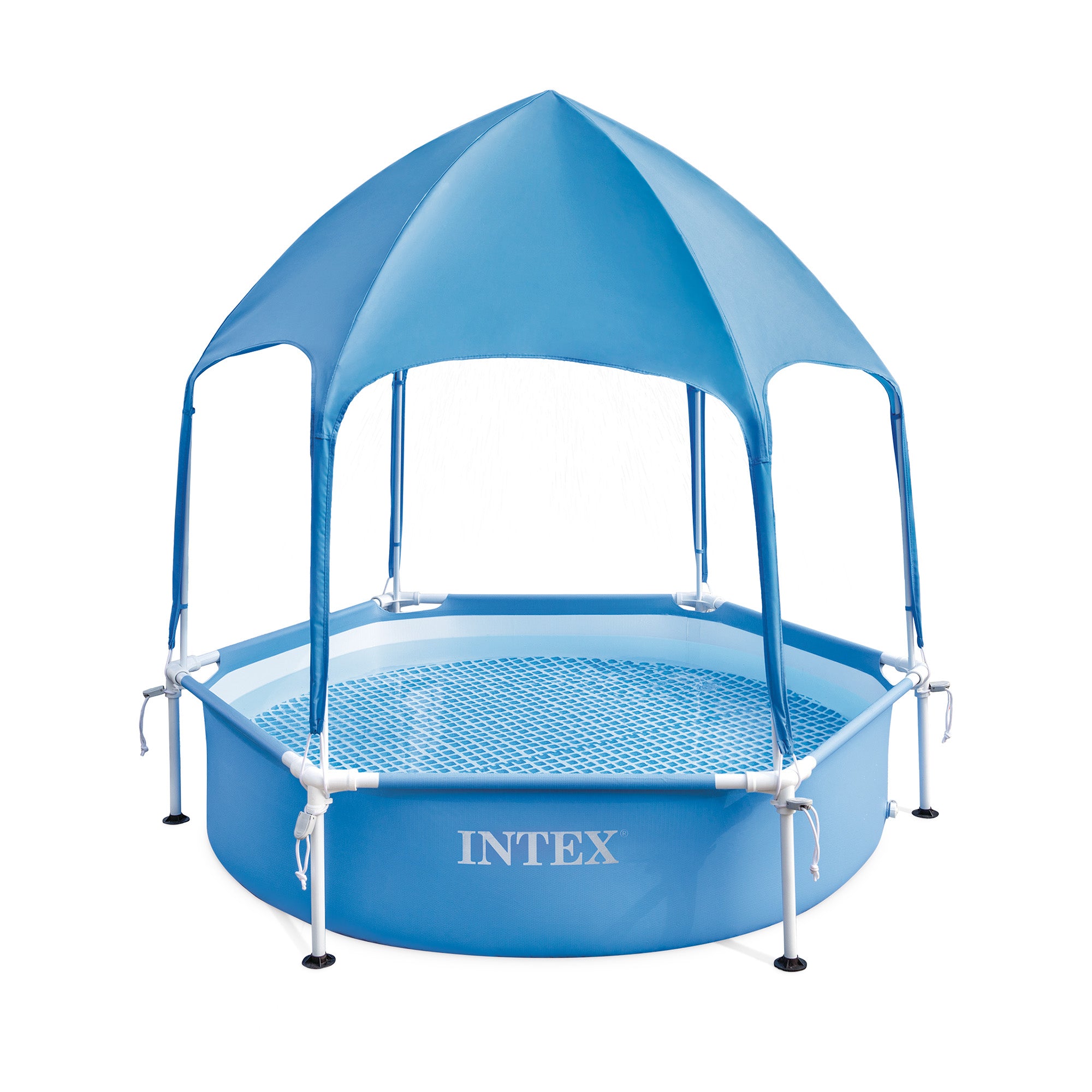 INTEX 28209EP Canopy Metal Frame Above Ground Pool: 6ft x 15in, Built-In Sprayer