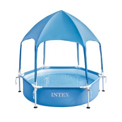 INTEX 28209EP Canopy Metal Frame Above Ground Pool: 6ft x 15in, Built-In Sprayer