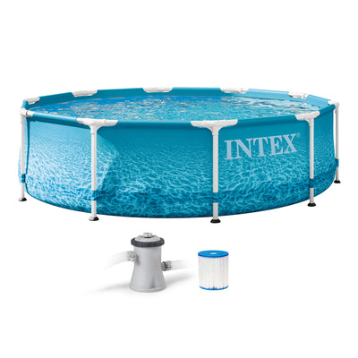 Intex 28207EH 10' x 30" Steel Metal Frame Beachside Swimming Pool w/ Filter Pump