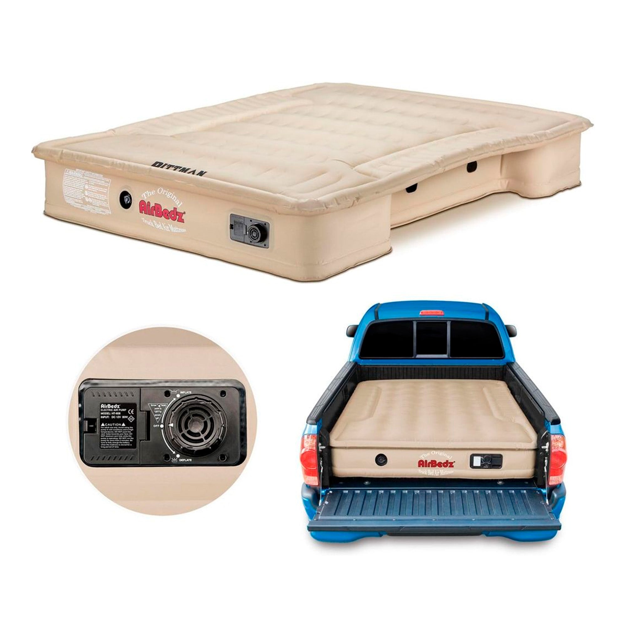 Pittman Outdoors Truck Bed Air Mattress with Pump for Standard Truck Beds, 6'