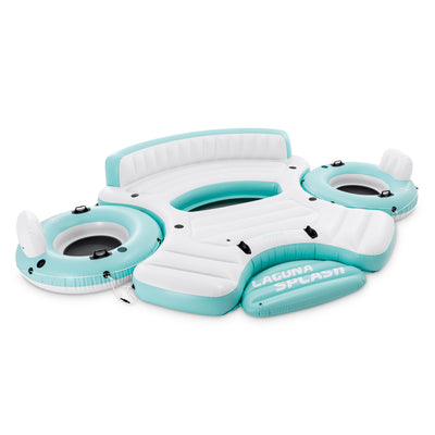 Laguna Splash Island Floating Water Raft w/ 2 Detachable Lounge Tubes (Open Box) - VMInnovations