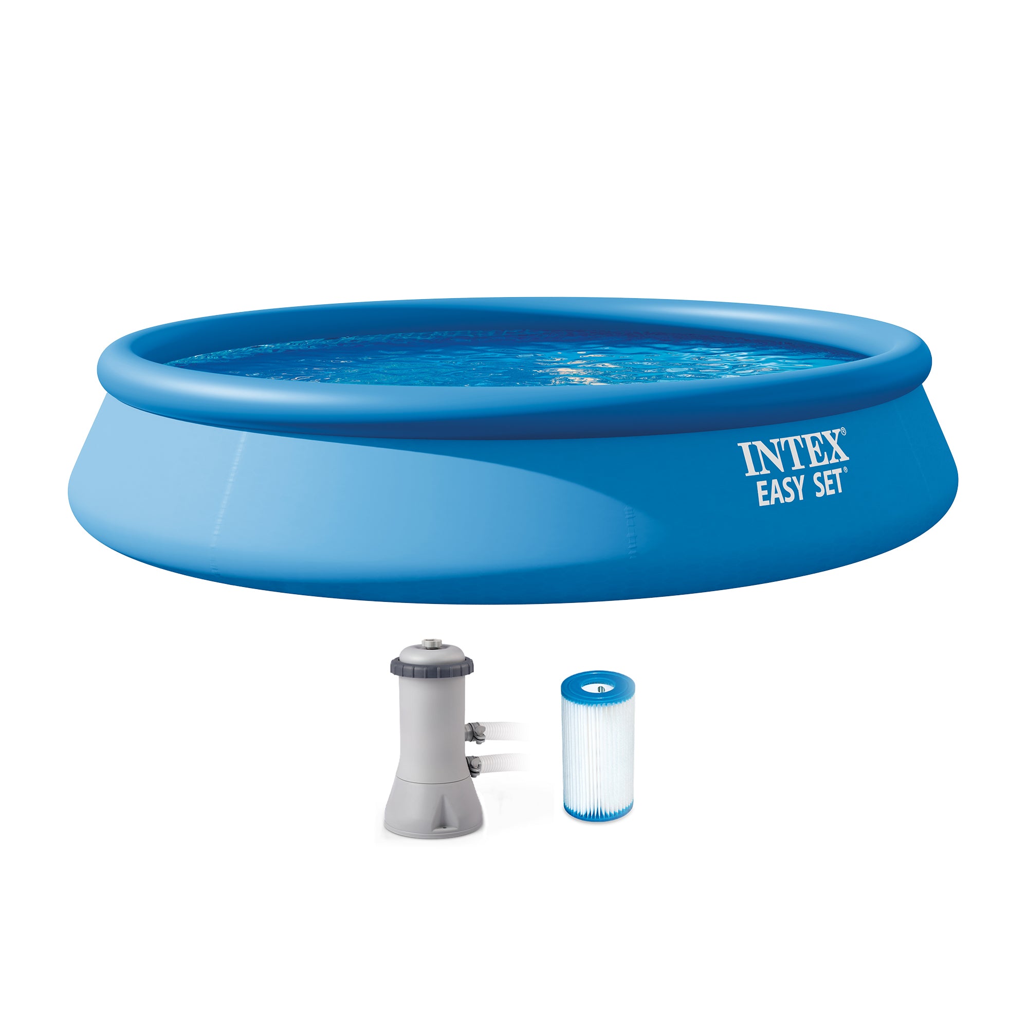 Intex Easy Set 15ft x 33in Inflatable Kid Family Swimming Pool with Filter Pump