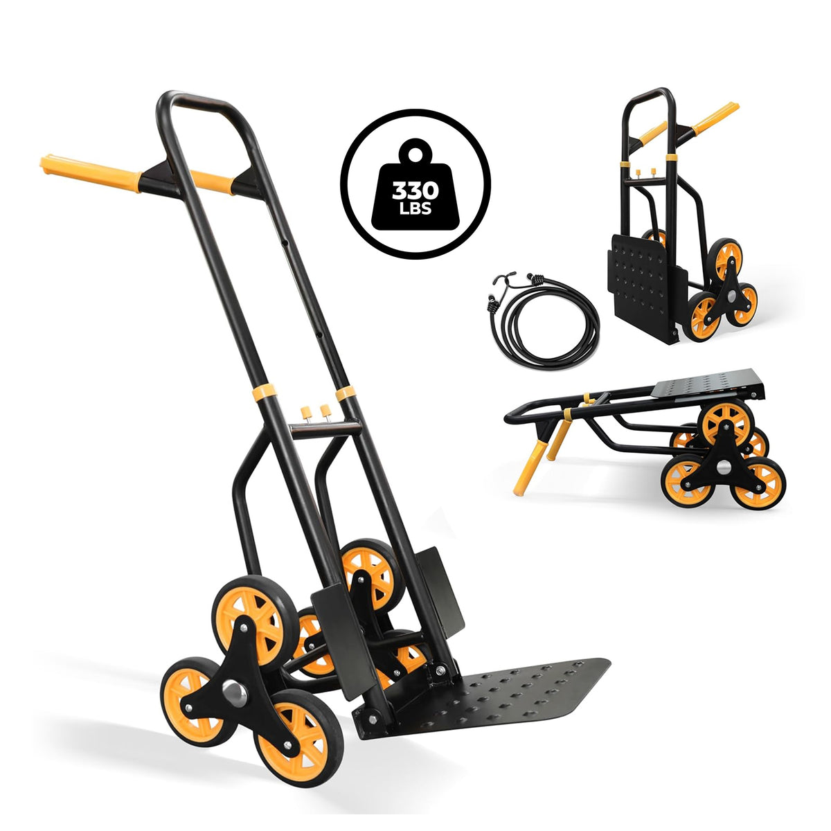 Olympia Tools Folding Hand Truck Stair Climbing Dolly W Wheels, 330Lb Cap (Used)