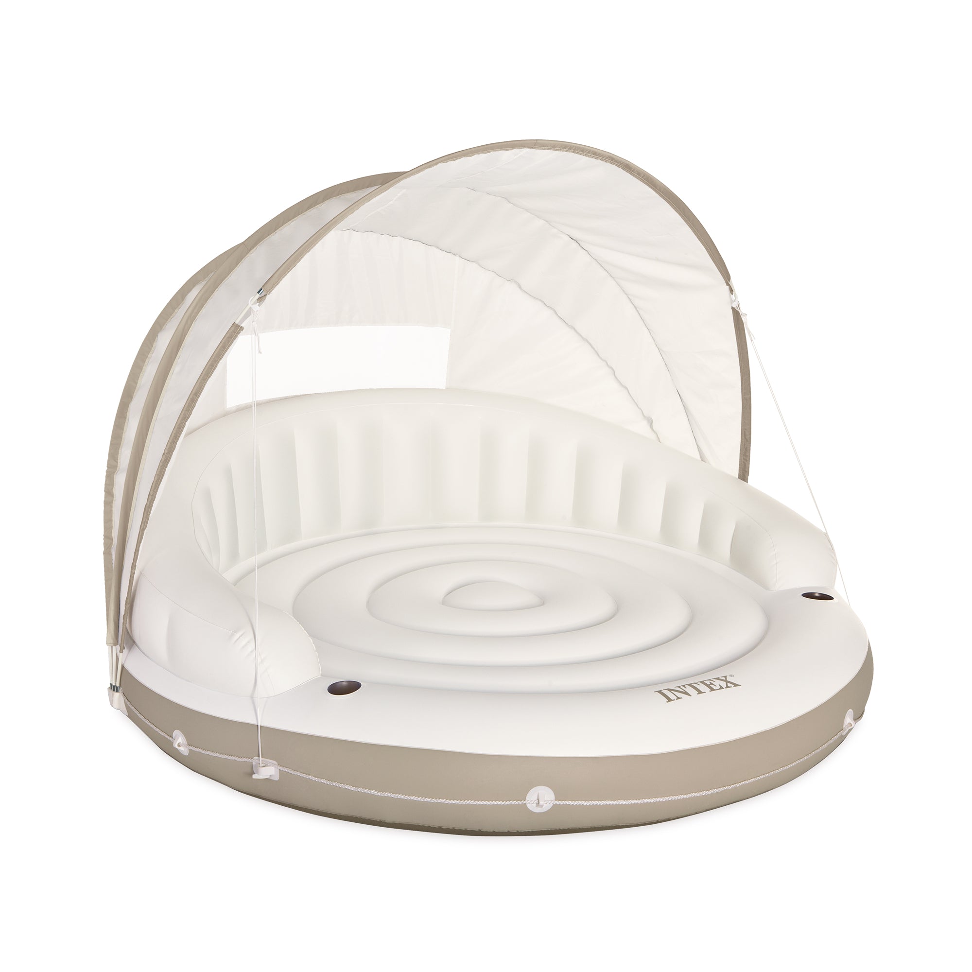 Intex 78 x 59 Inch White Inflatable Canopy Island Lounge Raft with Shade (Used) - VMInnovations