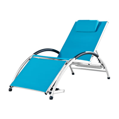 Vivere Aluminum Reclining Dockside Sun Lounger for Patio & Pool, True Turquoise